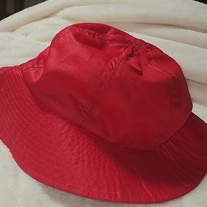 Red bucket hat